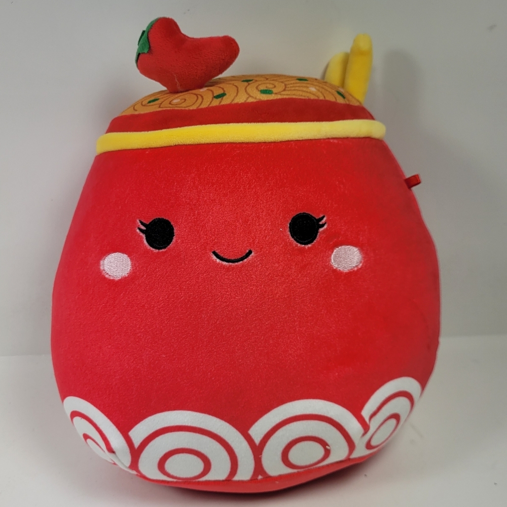 Red Plush Toy with Smiling Face